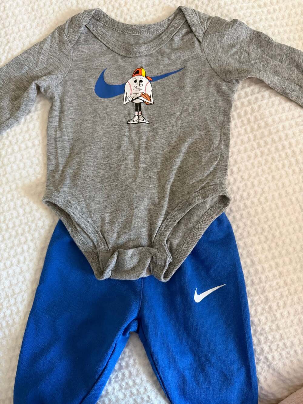 Nike Baby Boys Baseball Bodysuit & Jogger Pants Set 3M Blue Gray